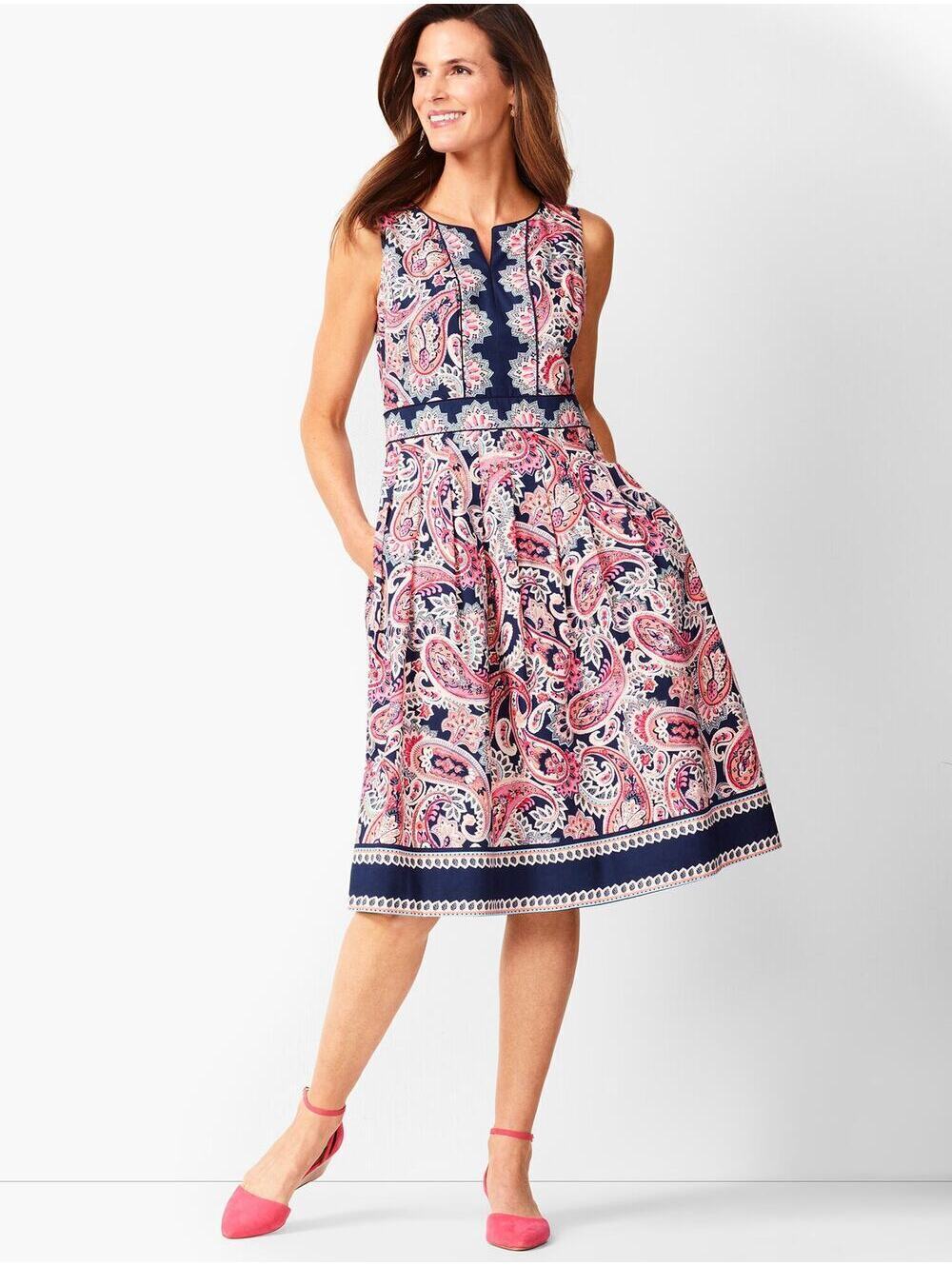 Talbots NWT Women's Paisley Fit & Flare Dress Size 4 Petite